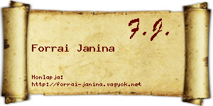 Forrai Janina névjegykártya